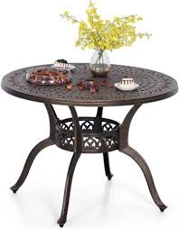 outdoor dining table metal round patio