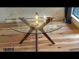 Round Clear Glass Table With Wood Legs