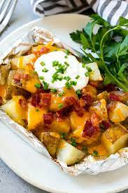 grilled potatoes in foil dinner at