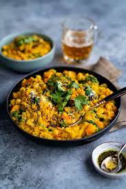 red lentil squash and pea dhal