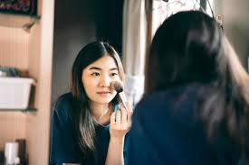 young asian woman makeup and face