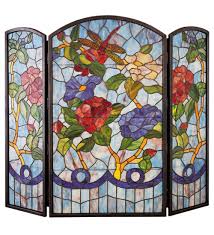 dragonfly stained glass fireplace