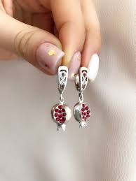 pomegranate earrings sterling silver