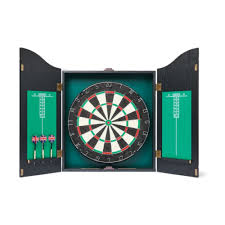 dartboard wooden cabinet with score