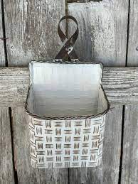 Small Metal Basket Weave Wall Pocket