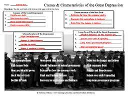Causes of the great depression the fundamental cause of the great depression in the united states was a decline in spending (sometimes referred to as aggregate demand), which led to a decline in production as manufacturers and merchandisers noticed an unintended rise in inventories. Causes And Characteristics Of The Great Depression Worksheet Tpt
