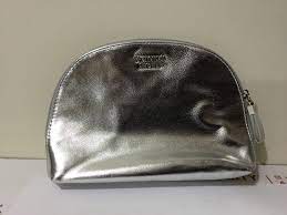 silver metallic makeup bag