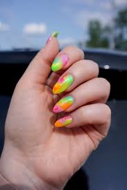 colorful tie dye nails