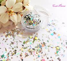 nail art glitter silver holographic