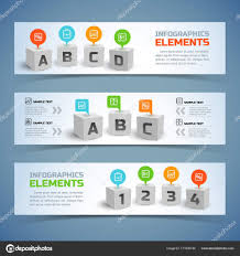 Cubes Infographic Horizontal Banners Stock Vector Mogil 171536130