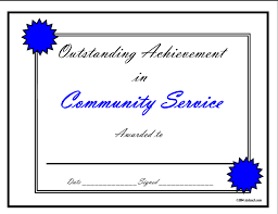 Community Service Award Templates Blank Certificates