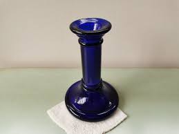 Vintage Cobalt Blue Glass Candle Holder