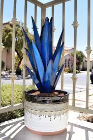 Garden Decor Outdoor Metal Blue Agave