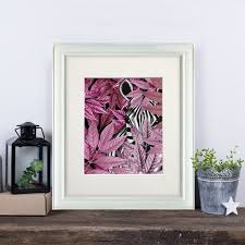 Tropical Print Zebra In Pink Leaves