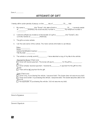 free gift affidavit template