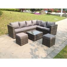 grey rattan corner sofa