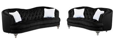 isa 2 pc black fabric sofa set