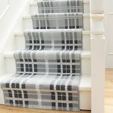 grey tartan print stair carpet runner