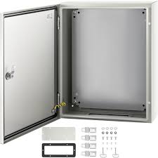 vevor electrical enclosure 20 in x 16 in x 6 in wall mounted ip66 waterproof carbon steel hinged junction box for outdoor gray