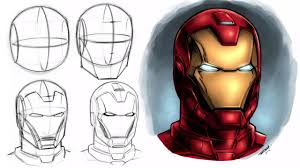 how to draw iron man s helmet step by