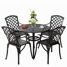 5 Piece Outdoor Patio Dining Table And