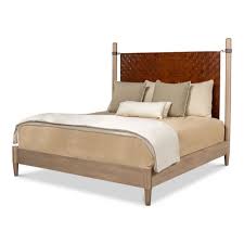 Pine Bed With Woven Leather Headboard