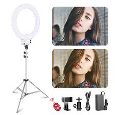 Neewer 18 Inch White Led Ring Light With Silver Light Stand Lighting Kit Dimmable 42w 3200 5600k With Soft Filter Hot Shoe Adapter Cellphone Holder For Make Up Video Shooting Neewer Photographic Equipment
