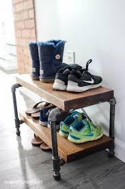 diy industrial shoe rack with pipe and