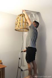 Diy Wooden Basket Hanging Lamp My