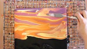 A Sunset Painting With Acrylic Pouring
