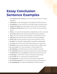 100 essay conclusion sentence exles