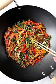 Japchae Recipe Korean Glass Noodles Pickled Plum Food And Drinks gambar png