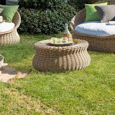 Rattan Woven Patio Side Table Round
