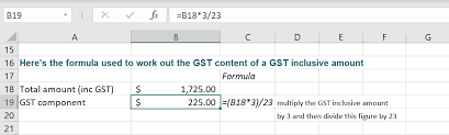 how to calculate gst at 15 using excel
