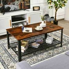 Modern Metal Frame Wood Coffee Table