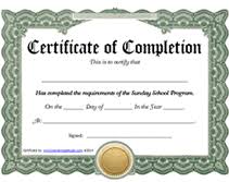 Printable Sunday School Program Certificate Of Completion