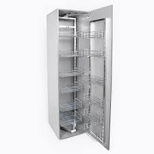 silver pull out kitchen pantry unit