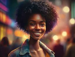 black woman happy in portrait with