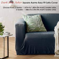 Asher Dark Blue Stretch Sofa Cover With