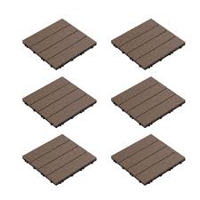pure garden patio and deck tiles interlocking slat pattern outdoor floor pavers weather resistant brown 6 pieces