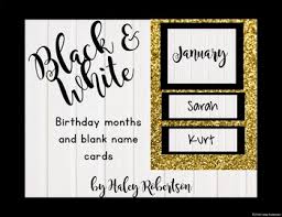 Black And White Birthday Chart Pieces Editable