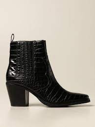 Steve Madden Outlet: Geniva ankle boot in synthetic leather with crocodile  print - Black | Steve Madden flat ankle boots GENIVA online on GIGLIO.COM
