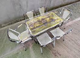 Garden Table Chairs 1940s Set Of 7