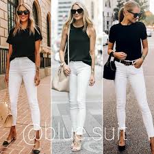 how to wear white jeans with this