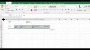 a lesson plan in excel