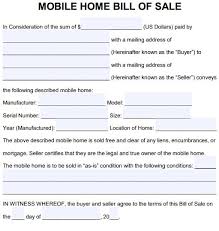 manufactured mobile home bill of