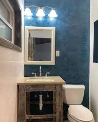 Venetian Plaster Blue Accent Wall In