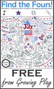 Before the fireworks and barbecues commence on july 4th, get your child in the mood to celebrate this historic day in american history with these independence day worksheets. Find The Fours July 4th Freebie Puzzle To Celebrate Independence Day Growing Play