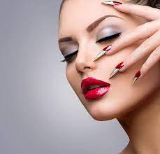 manicure makeup face young woman