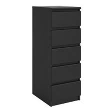 Find the perfect home furnishings at hayneedle, where you can buy online while you explore our room designs and curated looks for tips, ideas & inspiration to help you along the way. Naia Tallboy Tall Narrow 5 Drawer Chest Of Drawers Black Matt Bedroom Furniture 139 95 Picclick Uk